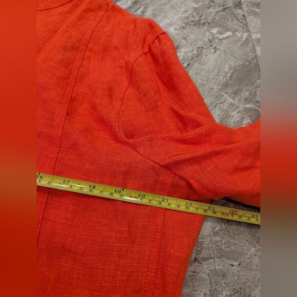 Vintage Harve Bernard 100% Linen Red Blazer Button Down Jacket XL Career Boho - Picture 6 of 6